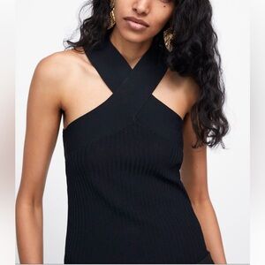 Zara ribbed wrap neckline top